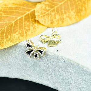 MAYII – Black Gold Stainless Steel Ribbon Earrings – One Size - Mayii - Mayii