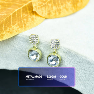 MAYII Crystal on Crystal Gold Stainless Steel Earrings - One Size - Mayii - Mayii