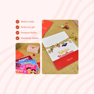 Mayii Exquisite Metal Abstract Rakhi Pack of 1 with Roli Chawal and Greeting card combo for Raksha Bandhan and Gifting - Mayii - Mayii