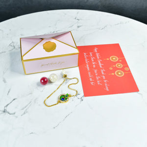 Mayii Exquisite Peacock Rakhi Pack of 1 with Roli Chawal and Greeting card combo for Raksha Bandhan and Gifting - Mayii - Mayii