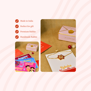 Mayii Exquisite Red Beads Rakhi Pack of 1 with Roli Chawal and Greeting card combo for Raksha Bandhan and Gifting - Mayii - Mayii