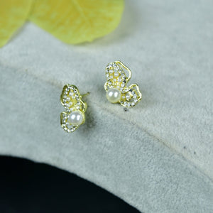 MAYII Floral Bead Gold Stainless Steel Earrings - One Size - Mayii - Mayii