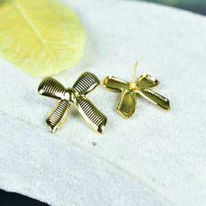 MAYII Floral Stripe Gold Stainless Steel Earrings - One Size - Mayii - Mayii
