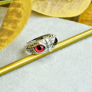 MAYII - Gold Red Eyed Owl Ring Stainless Steel - One Size - Mayii - Mayii
