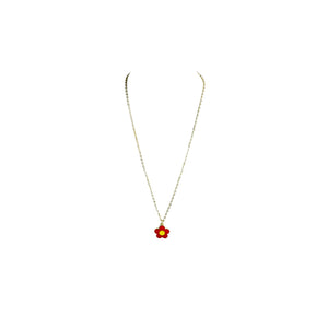 MAYII - Gold Red Flower Pendant Necklace Stainless Steel - One Size - Mayii - Mayii