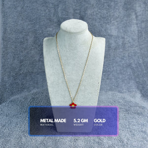 MAYII - Gold Red Flower Pendant Necklace Stainless Steel - One Size - Mayii - Mayii