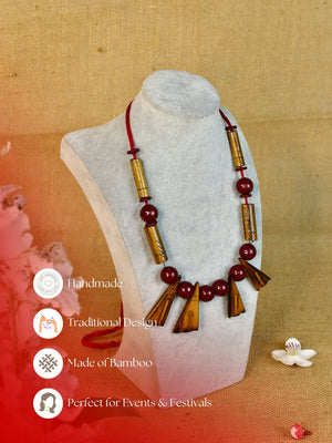 Mayii Handcrafted Bamboo Triangle Necklace: Eco - Friendly Design - Mayii - Mayii