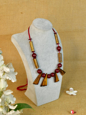Mayii Handcrafted Bamboo Triangle Necklace: Eco - Friendly Design - Mayii - Mayii