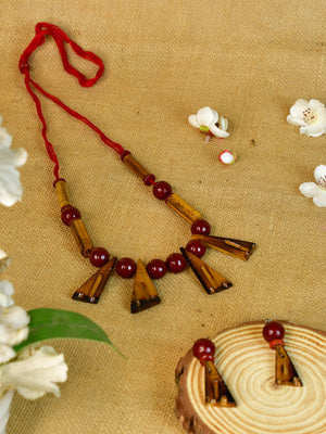 Mayii Handcrafted Bamboo Triangle Necklace: Eco - Friendly Design - Mayii - Mayii