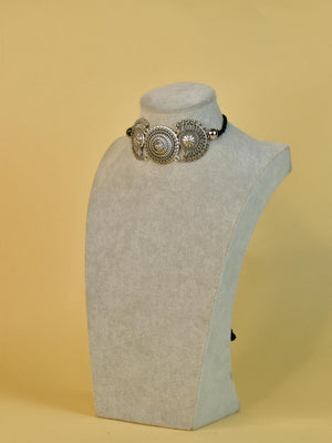 Mayii Handcrafted German Silver Choker: Triple Floral Design - Mayii - Mayii