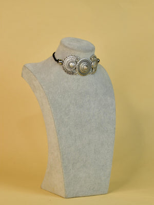 Mayii Handcrafted German Silver Choker: Triple Floral Design - Mayii - Mayii