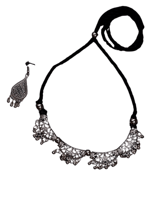 Mayii Handcrafted German Silver Choker with Water Drop Earrings - Mayii - Mayii
