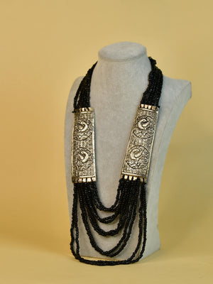 Mayii Handcrafted German Silver Necklace: Peacock Art & Beads - Mayii - Mayii
