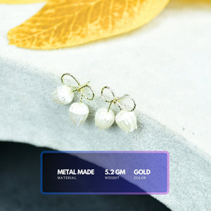 MAYII Ribbon Flower Gold Stainless Steel Earrings - One Size - Mayii - Mayii