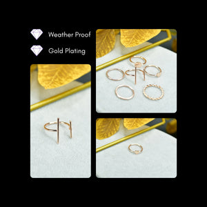 MAYII - Rose Gold 6 Ring Set Stainless Steel - One Size - Mayii - Mayii