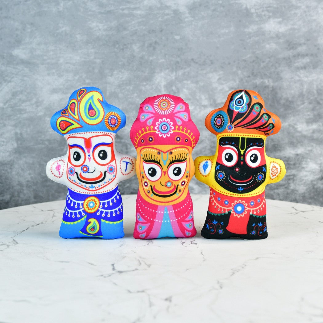 Handcrafted ethnic plush dolls inspired by Indian cultural figurines from Mahabharata and Ramayana