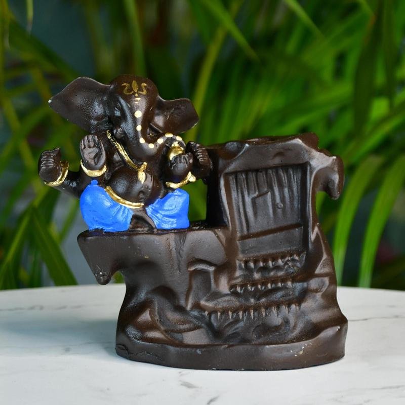 Artisan Blue Ganesh Smoke Fountain Tabletop Decor by Mayii - Unique Home Showpiece - MAYII - Mayii