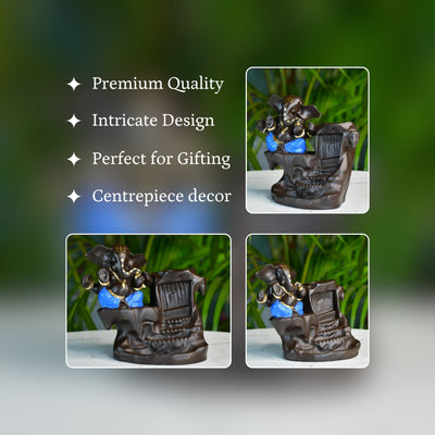 Artisan Blue Ganesh Smoke Fountain Tabletop Decor by Mayii - Unique Home Showpiece image 3