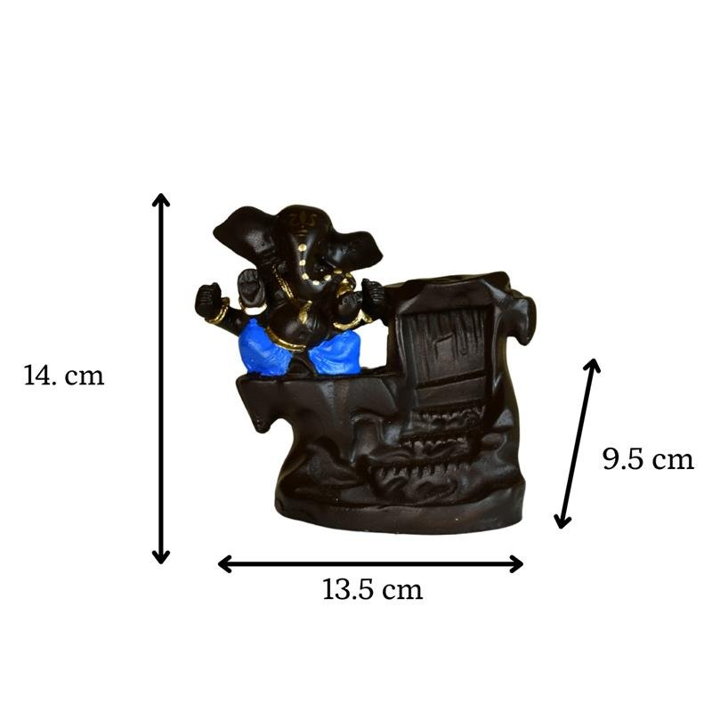 Artisan Blue Ganesh Smoke Fountain Tabletop Decor by Mayii - Unique Home Showpiece - MAYII - Mayii