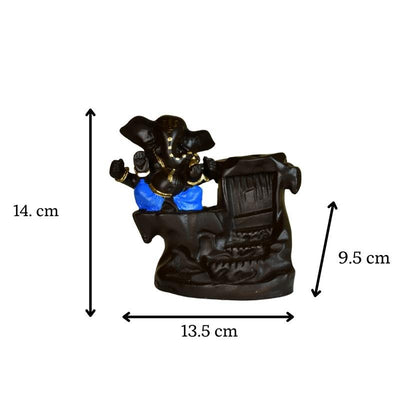 Artisan Blue Ganesh Smoke Fountain Tabletop Decor by Mayii - Unique Home Showpiece