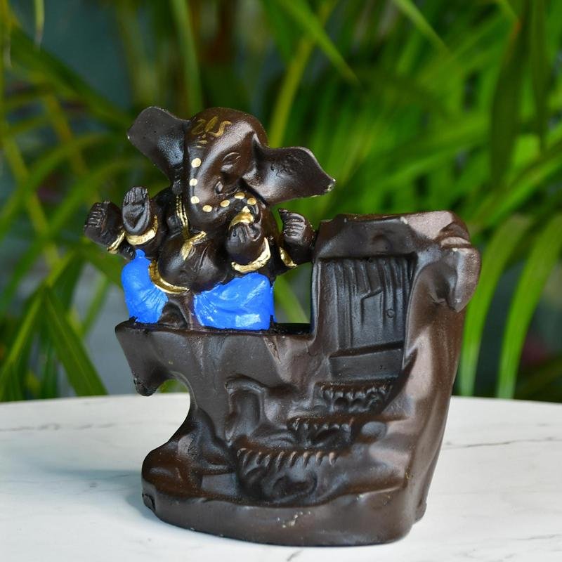 Artisan Blue Ganesh Smoke Fountain Tabletop Decor by Mayii - Unique Home Showpiece - MAYII - Mayii