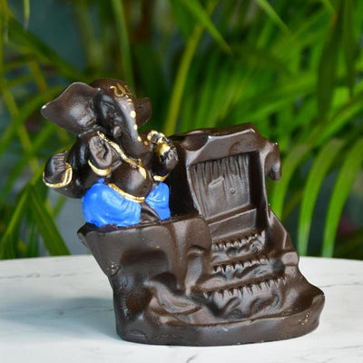 Artisan Blue Ganesh Smoke Fountain Tabletop Decor by Mayii - Unique Home Showpiece
