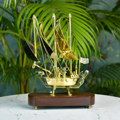 MAYII Brass Ship Decor Tabletop Accent