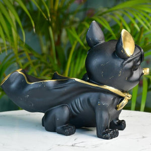 MAYII tabletop cape dog figurine decor in black with gold accents sitting on marble surface