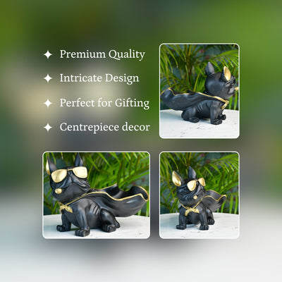 MAYII Cape Dog Figurine Decor Black & Gold Tabletop image 3