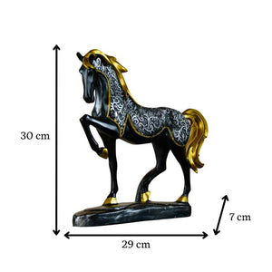 MAYII decorative horse sculpture for home tabletop ornament in black and gold with intricate patterns