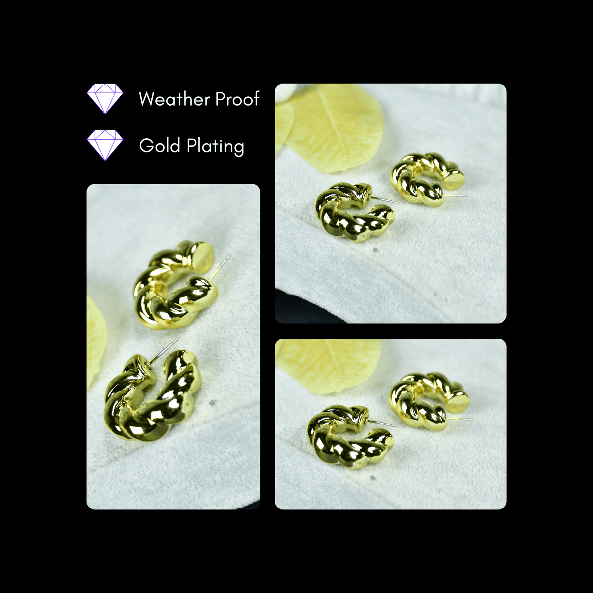 Mayii 3/4 Twisted Textured Round CCB Earrings – One Size - Mayii - Mayii
