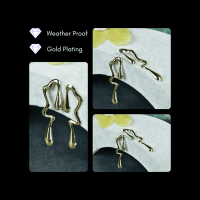 MAYII  Abstract Gold Stainless Steel Earrings - One Size image 4