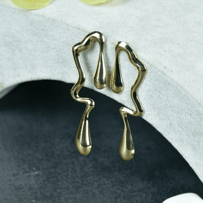 MAYII  Abstract Gold Stainless Steel Earrings - One Size