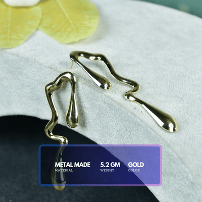 MAYII  Abstract Gold Stainless Steel Earrings - One Size image 3