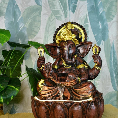Mayii Brown Ganesha Water Fountain – Elegant Ganesha Sitting Waterfall for Spiritual Home Decor & Gifts image 3