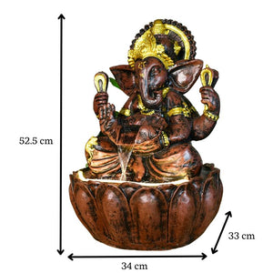 Mayii Brown Ganesha Water Fountain – Elegant Ganesha Sitting Waterfall for Spiritual Home Decor & Gifts - MAYII - Mayii