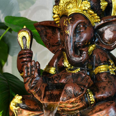 Mayii Brown Ganesha Water Fountain – Elegant Ganesha Sitting Waterfall for Spiritual Home Decor & Gifts image 4