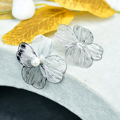 MAYII  Centre Bead Flower Gold Stainless Steel Earrings -One Size image 3