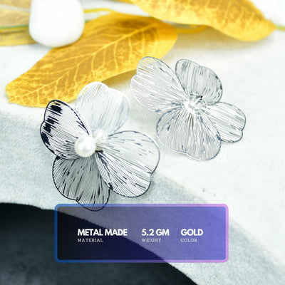 MAYII  Centre Bead Flower Gold Stainless Steel Earrings -One Size image 4