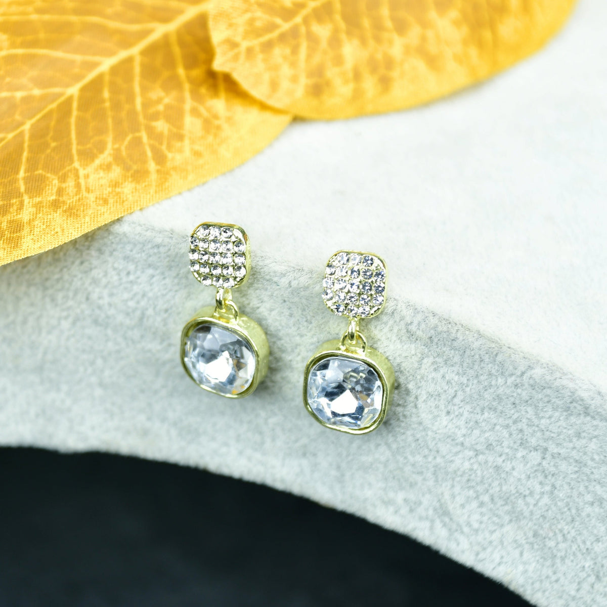 MAYII Crystal on Crystal Gold Stainless Steel Earrings - One Size - Mayii - Mayii
