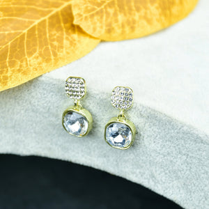 MAYII Crystal on Crystal Gold Stainless Steel Earrings - One Size - Mayii - Mayii