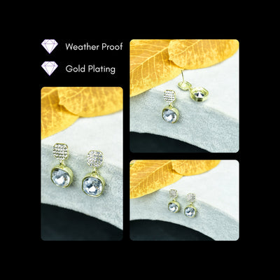 MAYII  Crystal on Crystal Gold Stainless Steel Earrings -One Size