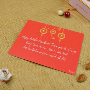 Mayii Exquisite Bhai Behen Rakhi Pack of 1 with Roli Chawal and Greeting card combo for Raksha Bandhan and Gifting - Mayii - Mayii