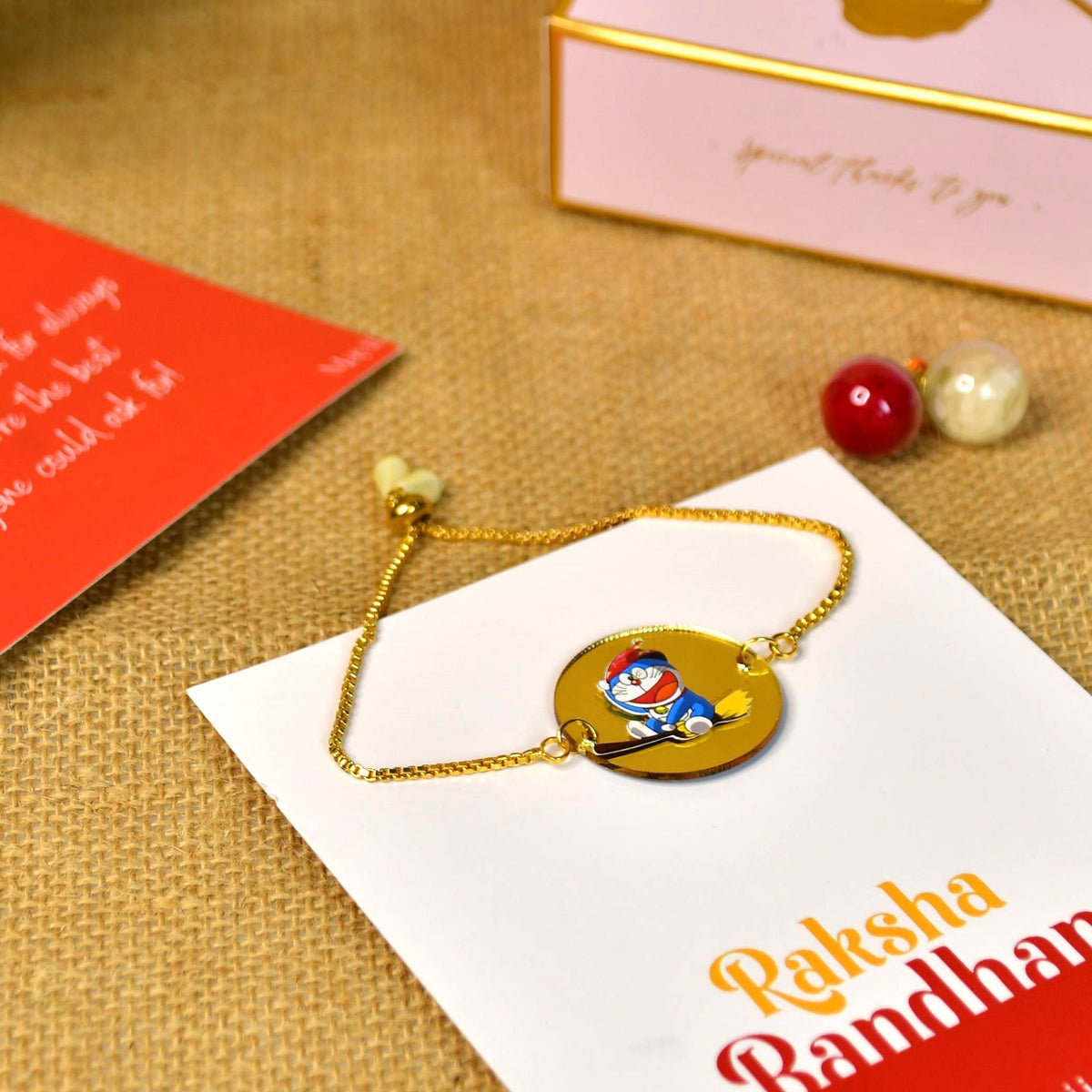 Mayii Exquisite Doraemon Rakhi Pack of 1 with Roli Chawal and Greeting card combo for Raksha Bandhan and Gifting - Mayii - Mayii
