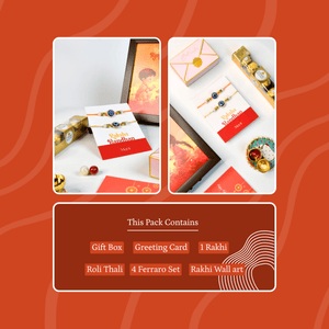 Mayii Exquisite Evil Eye Rakhi Pack of 2 with Roli Chawal and Greeting card combo for Raksha Bandhan and Gifting - Mayii - Mayii
