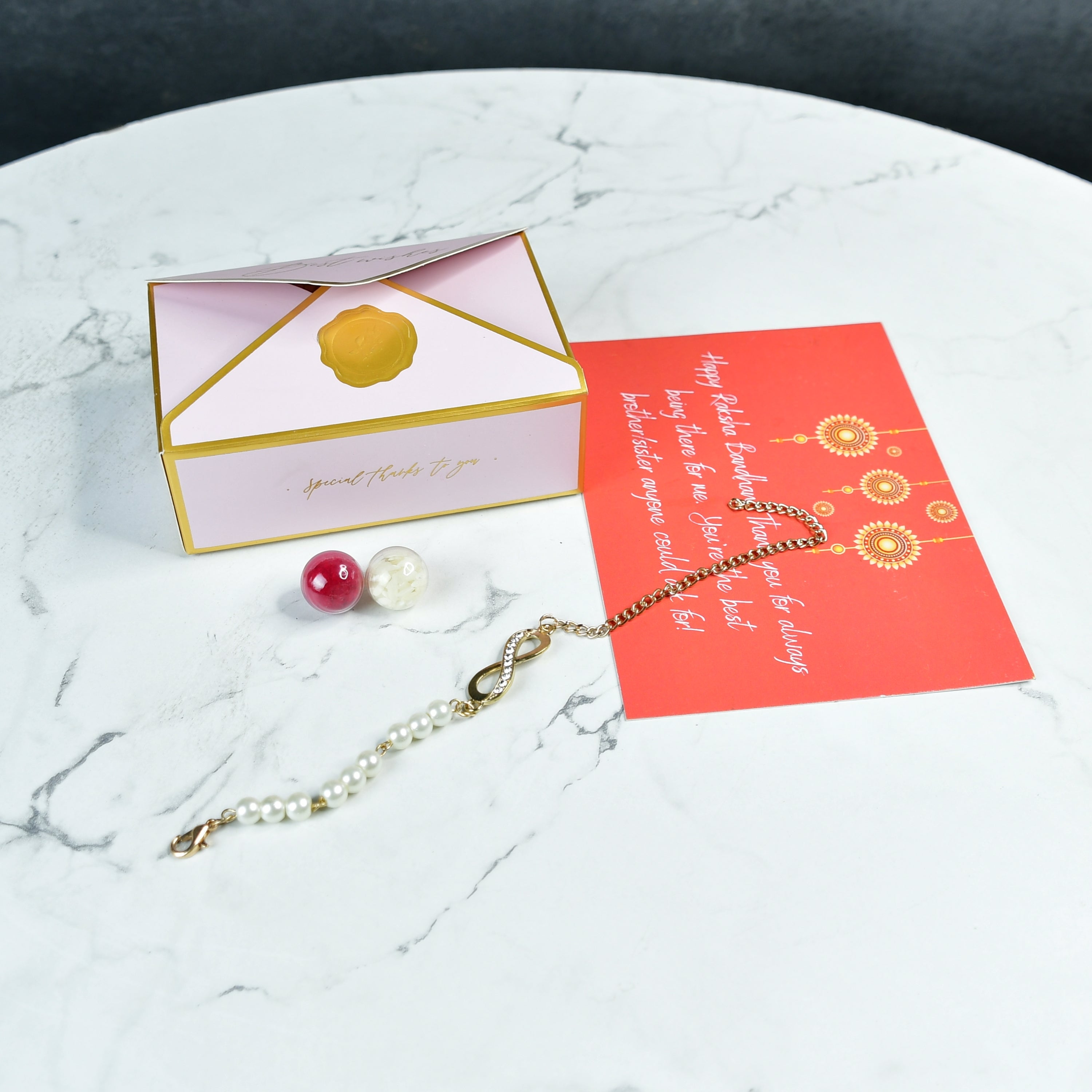 Mayii Exquisite Infinite Rakhi Pack of 1 with Roli Chawal and Greeting card combo for Raksha Bandhan and Gifting - Mayii - Mayii