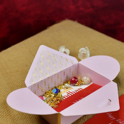 Mayii Exquisite Metal Abstract Rakhi Pack of 1 with Roli Chawal and Greeting card combo for Raksha Bandhan and Gifting