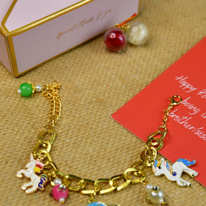 Mayii Exquisite Metal Abstract Rakhi Pack of 1 with Roli Chawal and Greeting card combo for Raksha Bandhan and Gifting - Mayii - Mayii