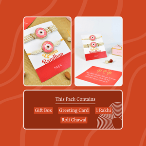 Mayii Exquisite Pink Circle Rakhi Pack of 2 with Roli Chawal and Greeting card combo for Raksha Bandhan and Gifting - Mayii - Mayii