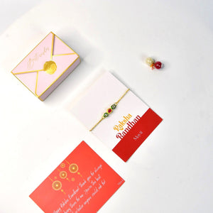 Mayii Exquisite Tri Red Green Rakhi Pack of 1 with Roli Chawal and Greeting card combo for Raksha Bandhan and Gifting - Mayii - Mayii